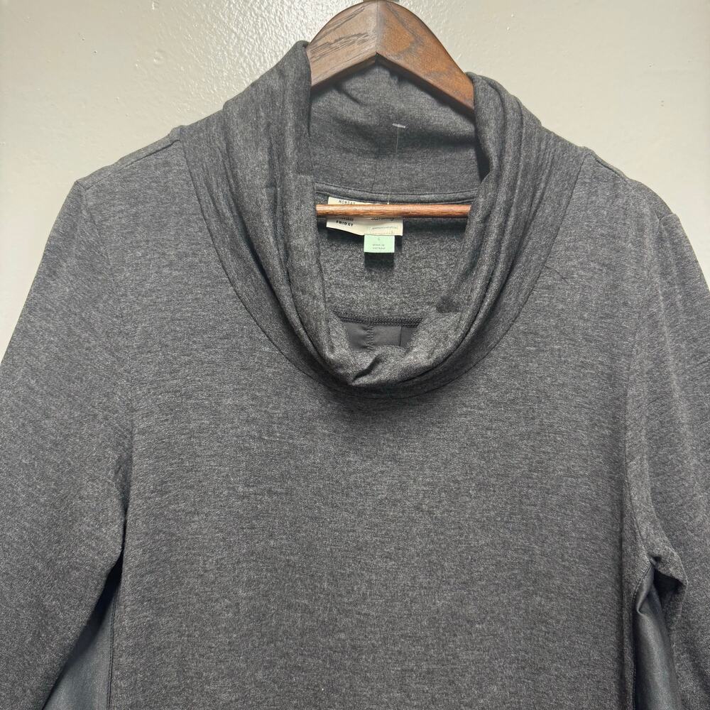 Anthropologie Saturday Sunday Cowl Neck Mixed Media Dress Gray Lagenlook Casual - Picture 7 of 13